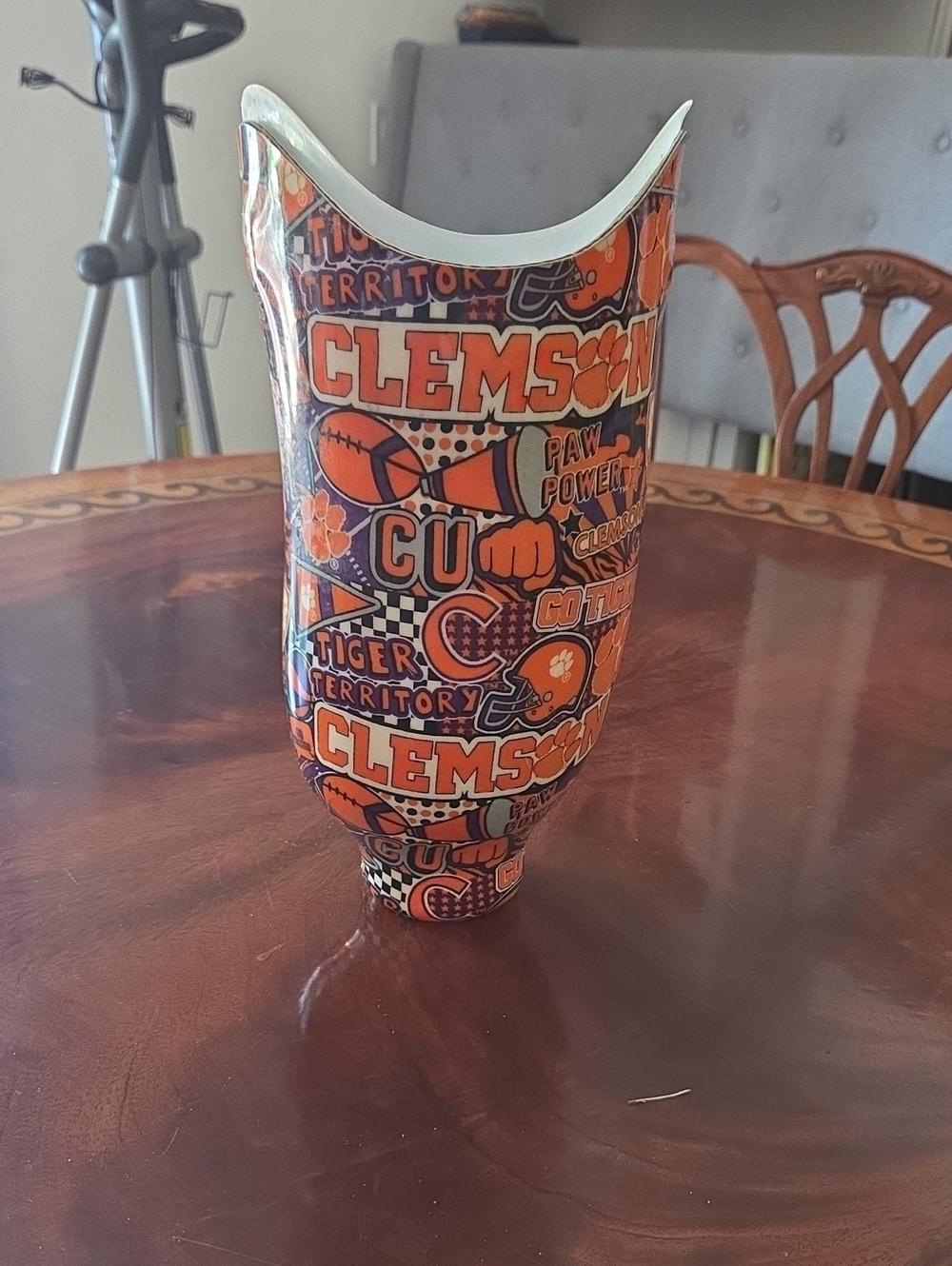Clemson Orange Graphic Ceramic Vase - Team Spirit Accent